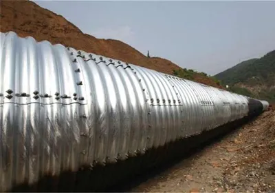 The Culvert Is Made Of Corrugated Metal Pipe
